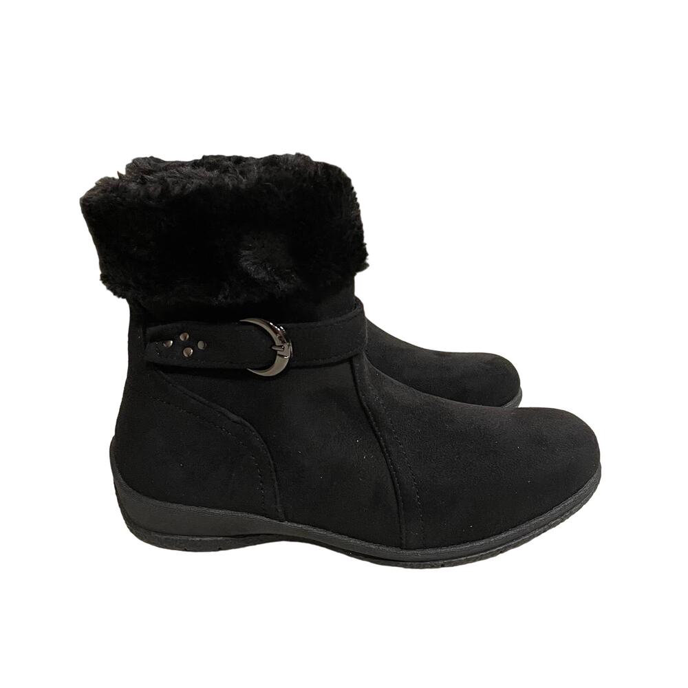 Alpine Woods‎ Black Fur Lined Ankle Boots Women Size 6M winter Shoes